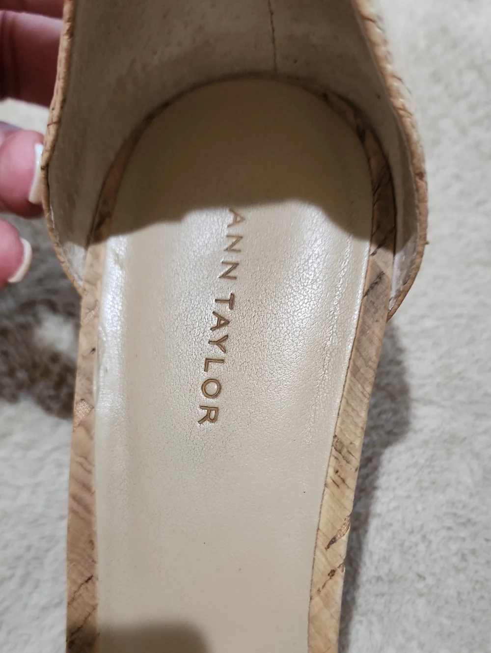 Like New Ann Taylor Cork Ankle-Strap Wedge Sandals - Natural